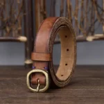 Ardenelle™ Women’s 2.3CM Slim Cowhide Leather Belt – Retro Copper Buckle Casual Waistband 5