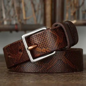 VIVERRA™ 2.8CM Serpentine Leather Belt for Women – Genuine Cowskin Retro Trousers Strap 1