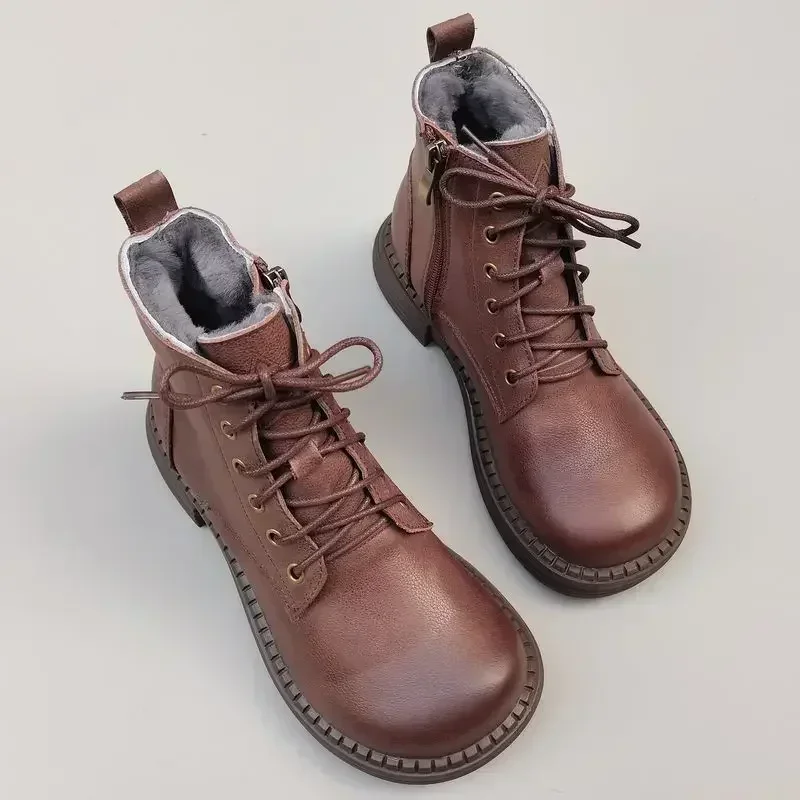 HavenStone™ Wide Toe Genuine Leather Wool-Lined Winter Boots – Women’s Mid-Calf Lace-Up Sheepskin Snow Boots 4