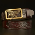 SkyValor™ Eagle Wings Leather Belt for Men – 3.5cm Split Leather with Flying Eagle Buckle 3