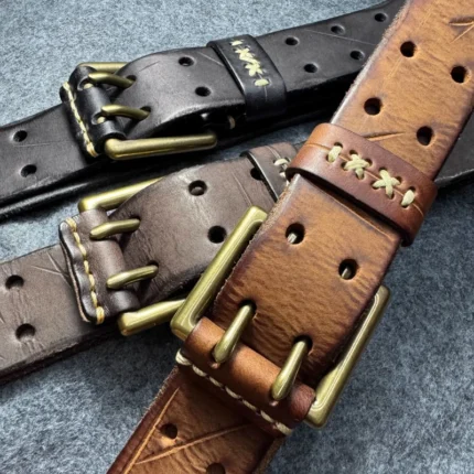 IRONHORSE™ 3.8CM Genuine Leather Men’s Belt – Pure Copper Horseshoe Buckle Casual Jeans Strap 2