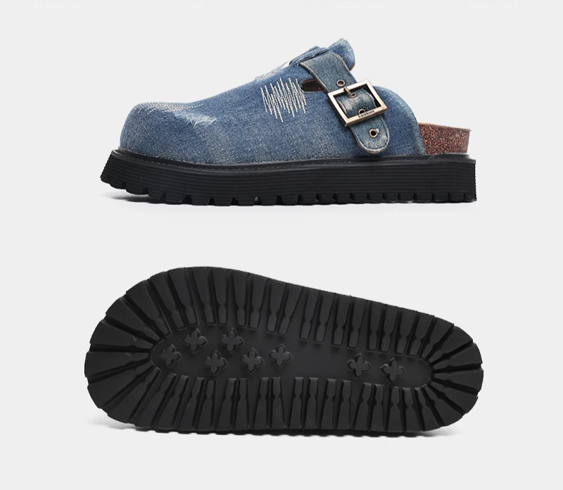Kairo™ British Street Denim Mules – Unisex Summer Slip-On Slippers for Teens & Adults 6