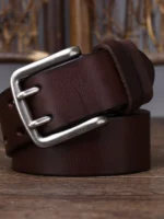 Braveton™ 2025 Men's Double Needle Retro Leather Belt – Retro Pure Cowhide Waistband 3