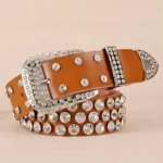 Glitzia™ 3.3CM Women’s Rhinestone Belt Buckles– Fashion Diamond Drill Wide Strap 5