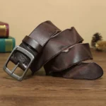 UNITYPUREMAX™ 3.8CM Men’s Retro Fold Leather Belt – Genuine Cowskin with Pin Buckle 2