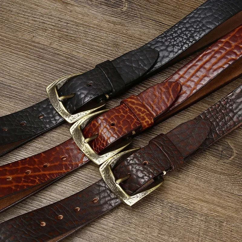 IronHeritage™ 3.8cm Full-Grain Leather Belt – Men’s Vintage Copper Buckle Belt for Jeans 5