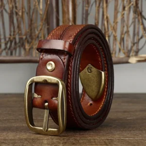 DUALFORGE™ 3.8CM Men’s Double-Sided Genuine Leather Belt – Thick Cowhide & Copper Buckle 1