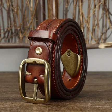 DUALFORGE™ 3.8CM Men’s Double-Sided Genuine Leather Belt – Thick Cowhide & Copper Buckle 1