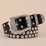 Glitzia™ 3.3CM Women’s Rhinestone Belt Buckles– Fashion Diamond Drill Wide Strap 4