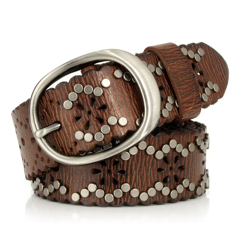 NOIRVIXEN™ 3.8CM Women Punk Rivet Belt – Hollow-Out Cowskin Leather Rock Strap 1 NOIRVIXEN™ 3.8CM Women Punk Rivet Belt – Hollow-Out Cowskin Leather Rock Strap 1
