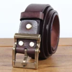 BrassReign™ Men's Rock Style Cowhide Leather Belt – Solid Brass Pin Buckle 3.8cm 4