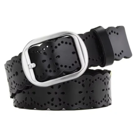 VeraLuxe™ 3.8CM Genuine Hollow-Out Leather Belt – Fashion Women’s Cutout Strap for Jeans & Dresses 2