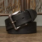 IRONRIDGE™ 3.8CM Men’s Real Genuine Leather Belt – Black Buckle Jeans & Cowboy Strap 6