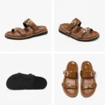 Liora™ Handmade Leather Slide Slippers – Women’s Double Strap Genuine Cowhide Sandals 5