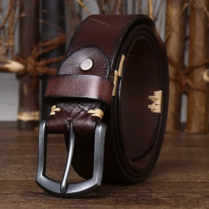 Westmark™ 100% Cowhide Handmade Men’s Belt – 3.8CM Wide Handmade Vintage Leather Belt for Jeans 2