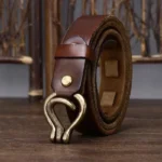 Vermonte™ Men’s 3.2CM Woven Leather Belt – Genuine Cowhide & Copper Buckle 3