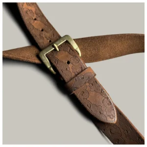 HeritageMark™ 3.8cm Full-Grain Soft Leather Belt – Pure Copper Buckle Men’s Vintage Jeans Belt 1