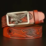 SkyValor™ Eagle Wings Leather Belt for Men – 3.5cm Split Leather with Flying Eagle Buckle 2