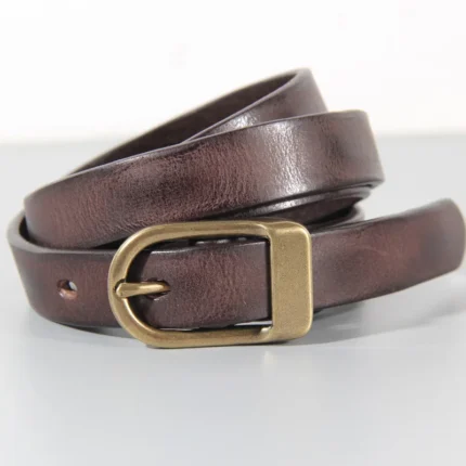 Vellette™ 1.7cm Women’s Genuine Leather Belt – Retro Narrow Cowhide Belt with Copper Buckle for Casual & Dress 2