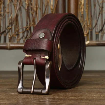 IRONRIDGE™ 3.8CM Men’s Real Genuine Leather Belt – Black Buckle Jeans & Cowboy Strap 2