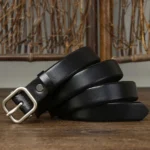 LUNABEL™ 2.4CM Women’s Thick Cowskin Leather Belt – Casual Genuine Leather Strap for Jeans & Dresses 1