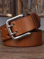 Braveton™ 2025 Men's Double Needle Retro Leather Belt – Retro Pure Cowhide Waistband 5