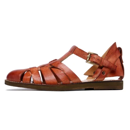 Originality™ Retro Gladiator Sandals – Men's Handmade T-Bar Cow Leather Sandals 1