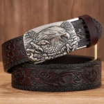 REGALWING™ Eagle Buckle Embossed Leather Belt – 3.5CM Automatic Genuine Leather Business Belt for Men 3