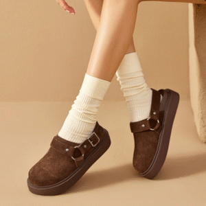 Solara™ Women's Suede Buckle Sandals – Handmade Cow Suede Flat Platform Outdoor Shoes