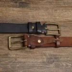 IronCrest™ 3.8CM Men's Retro Cowboy Leather Belt – Heavy Copper Buckle Jeans Belt 6