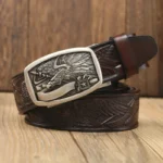 EAGLEFORGE™ 3.5CM Vintage Eagle Automatic Buckle Men Belt - Genuine Cowhide Leather Strap 5