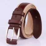 Terrova™ 3.4CM Unisex Woven Canvas Belt – Casual PU Leather Accent Strap for Men & Women 2