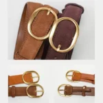 Silvette™ Vintage Women Skinny Suede Leather Waist Belt – Genuine Cowhide Waistband for Dress or Coat 5