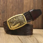 EAGLEFORGE™ 3.5CM Vintage Eagle Automatic Buckle Men Belt - Genuine Cowhide Leather Strap 4