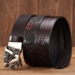 DRAGONCREST™ 3.5CM Carved Dragon Genuine Leather Belt – Carved Dragon Pattern Automatic Buckle 4