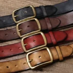 Ironridge™ 3.8CM Men’s Genuine Frosted Cowhide Belt – Strap with Copper Buckle 5