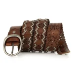 NOIRVIXEN™ 3.8CM Women Punk Rivet Belt – Hollow-Out Cowskin Leather Rock Strap 3