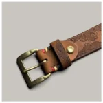 HeritageMark™ 3.8cm Full-Grain Soft Leather Belt – Pure Copper Buckle Men’s Vintage Jeans Belt 2
