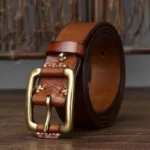 TrueCraft™ 3.8cm Natural Cowskin Leather Belt for Men – Quality Copper Buckle Jeans Belt 3