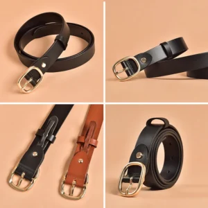 Vereluna™ Women's Genuine Retro Oval Buckle Leather Belt – Handmade Cowhide Belt with Oval Buckle (2.9cm) 3