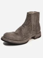 HighTop Origins™ Handmade Horsehide Leather Chelsea Boots for Men – Vintage Round Toe High-Top Slip-On Short Boots 6