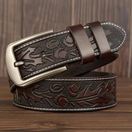 LUMARIA™ Women’s 3.8CM Golden Pin Buckle Belt Vintage Waist Strap Genuine Leather Belt 1