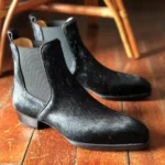 Regal Hoof™ Horsehair Chelsea Boots – Handmade Square Toe Leather Sole Ankle Boots for Men 1