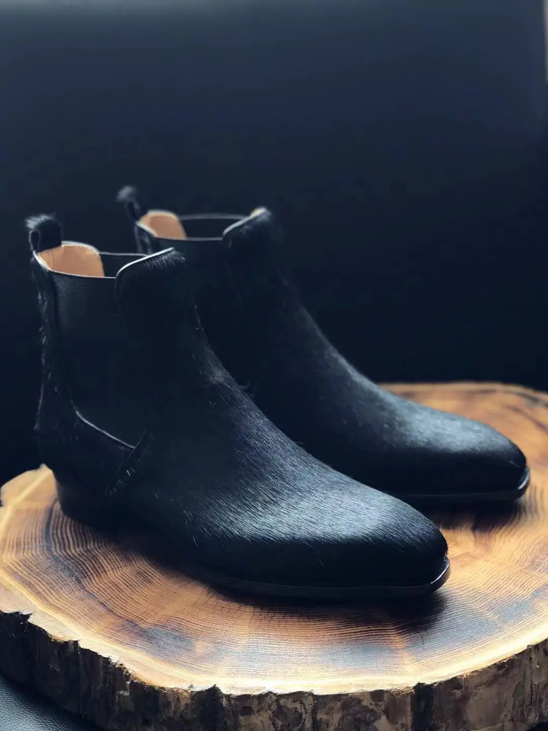Regal Hoof™ Horsehair Chelsea Boots – Handmade Square Toe Leather Sole Ankle Boots for Men 3