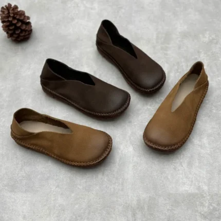 RetroEase™ | Women’s Handmade Cowhide Loafers – Soft Genuine Leather Slip-On Flats for Everyday Wear 2
