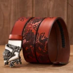 DRAGONCREST™ 3.5CM Carved Dragon Genuine Leather Belt – Carved Dragon Pattern Automatic Buckle 6