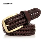 LUXKNIT™ 3.3CM Unisex Genuine Leather Woven Belt – Luxury Adjustable Strap for Men & Women 4