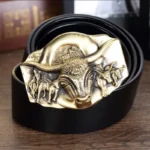 Oxforge™ 3.8CM Men Real Leather Belt – Ancient Brass Oxen Buckle Jeans Belt 4