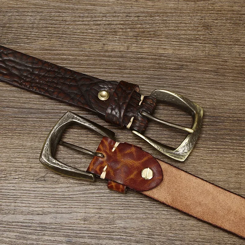 IronHeritage™ 3.8cm Full-Grain Leather Belt – Men’s Vintage Copper Buckle Belt for Jeans 6