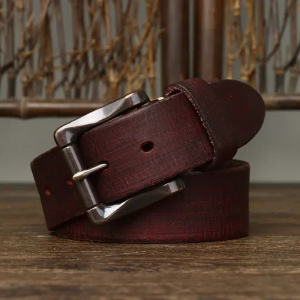 IRONRIDGE™ 3.8CM Men’s Real Genuine Leather Belt – Black Buckle Jeans & Cowboy Strap 1